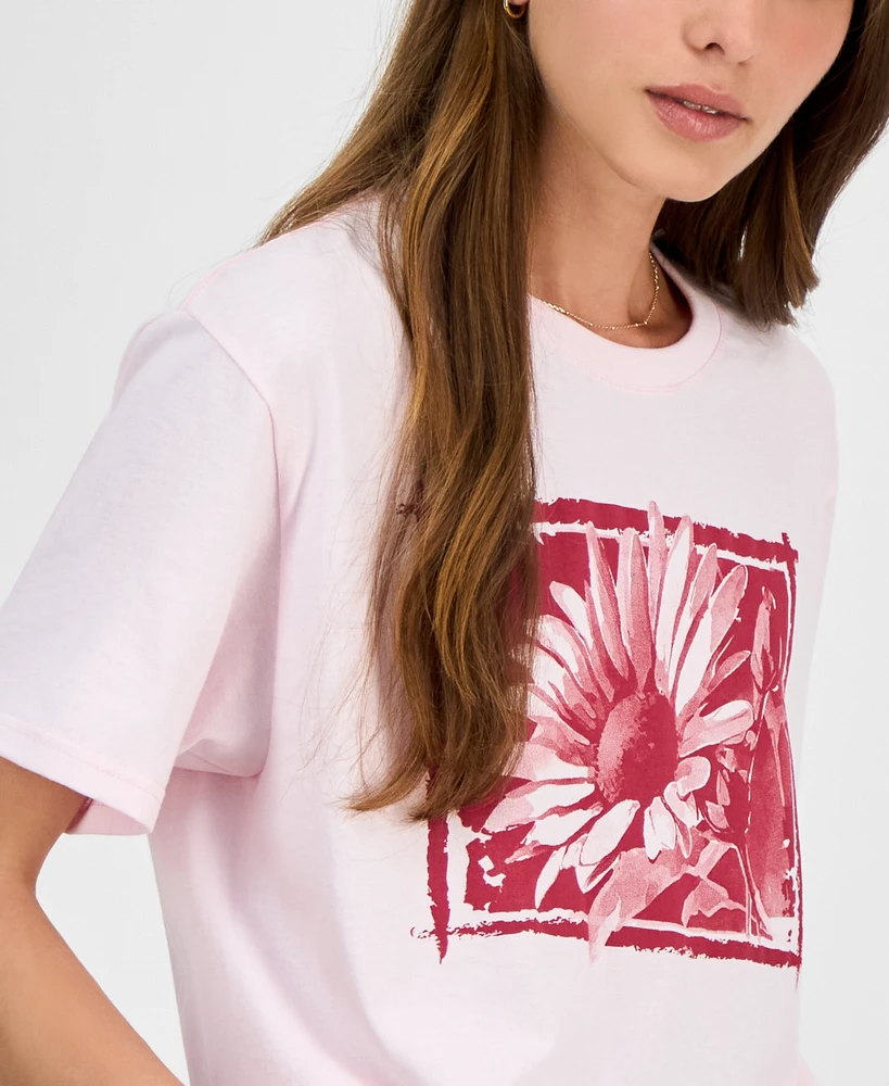 Rebellious One Juniors' Flower Art Graphic T-Shirt