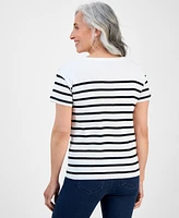 Style & Co Petite Cotton Button-Shoulder Tee, Exclusively at Macy's