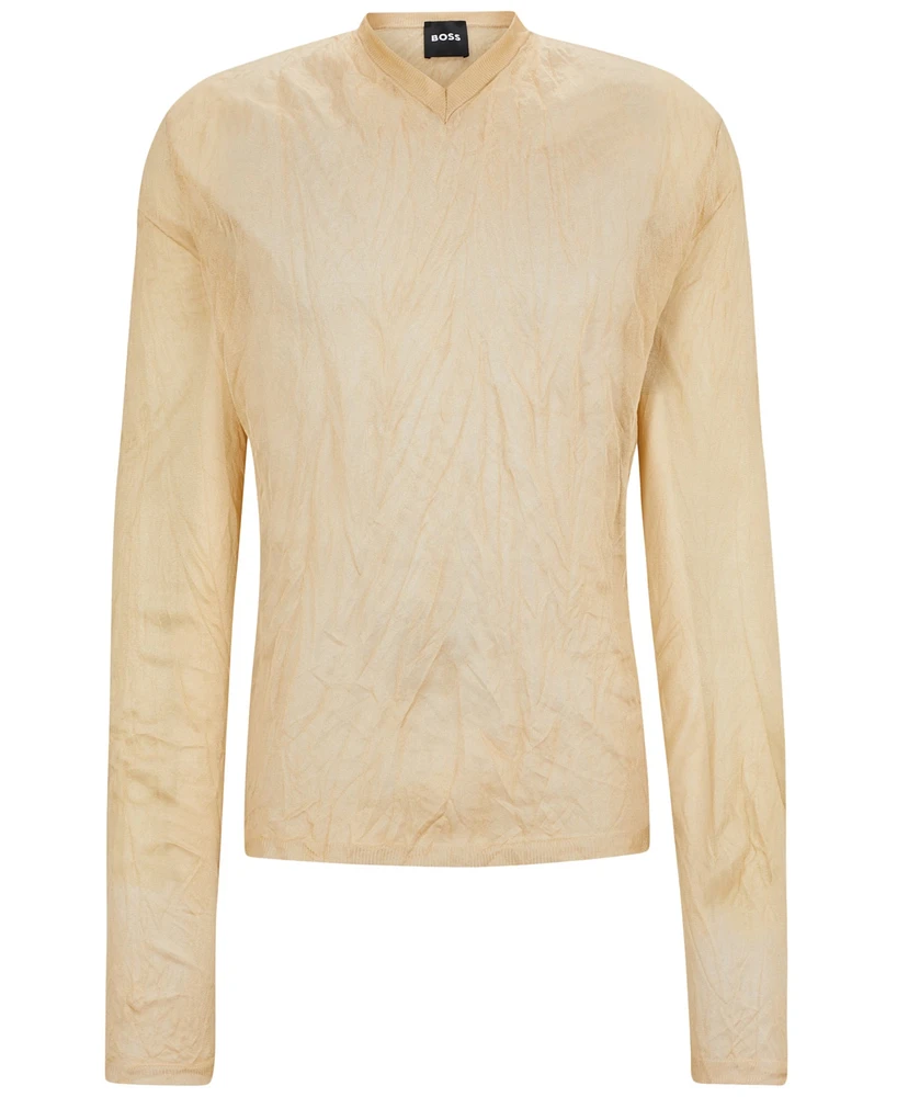 Boss by Hugo Boss Men's Crinkled Knit V-Neck Sweater
