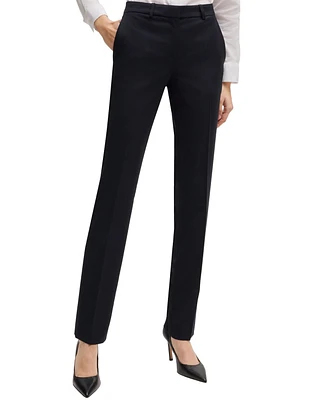 Boss by Hugo Women's Virgin Wool Regular-Fit High-Rise Pants