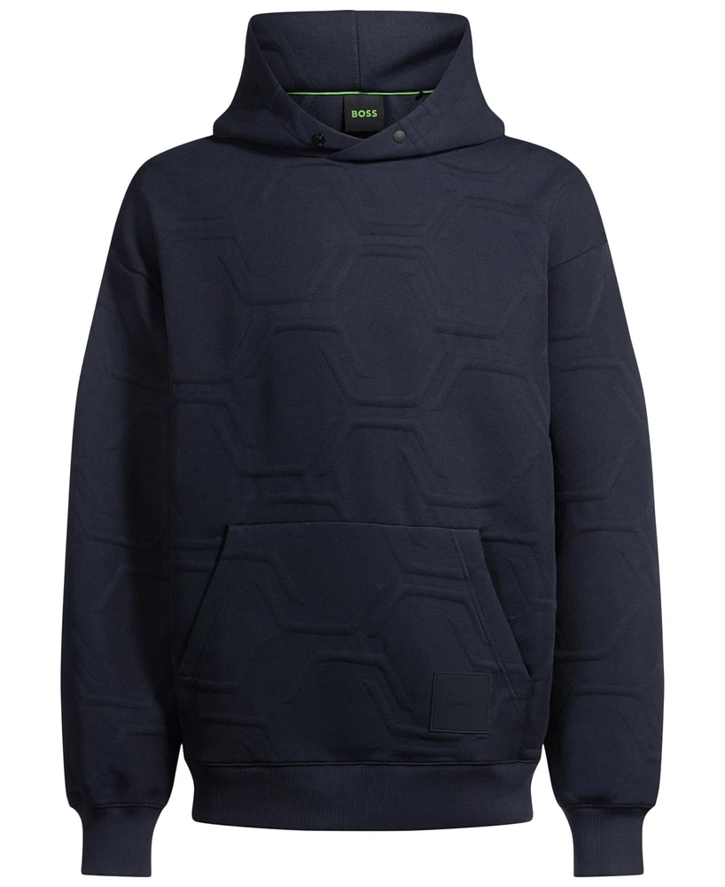 Boss by Hugo Men's Hexagonal Quilting Relaxed-Fit Hoodie