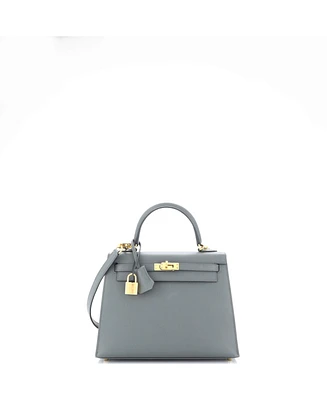Pre-Owned Hermes Kelly Handbag Green Epsom with Gold Hardware