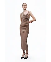 Nocturne Women's Midi Dress with Gathered Detail