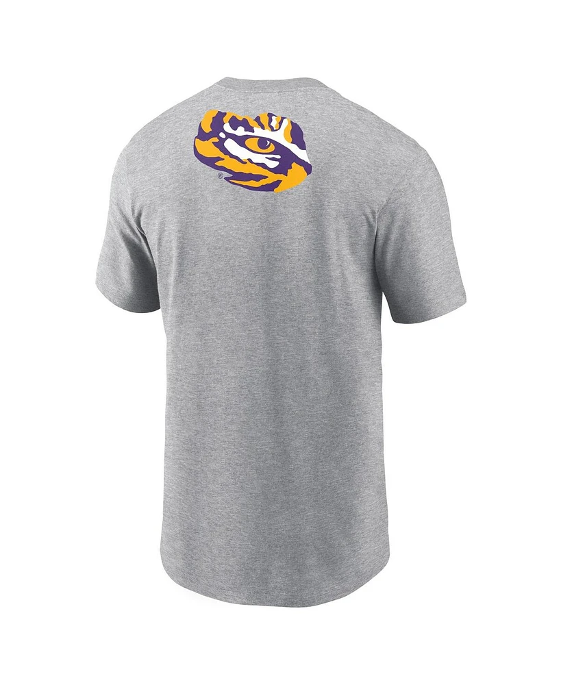 Nike Men's Heather Gray Lsu Tigers Campus 2-Hit Primary Mascot T-Shirt