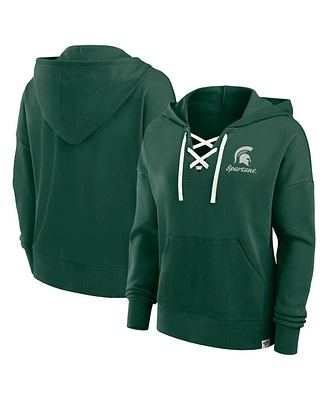 Fanatics Women's Green Michigan State Spartans Heritage Original Script Lace-Up Pullover Hoodie
