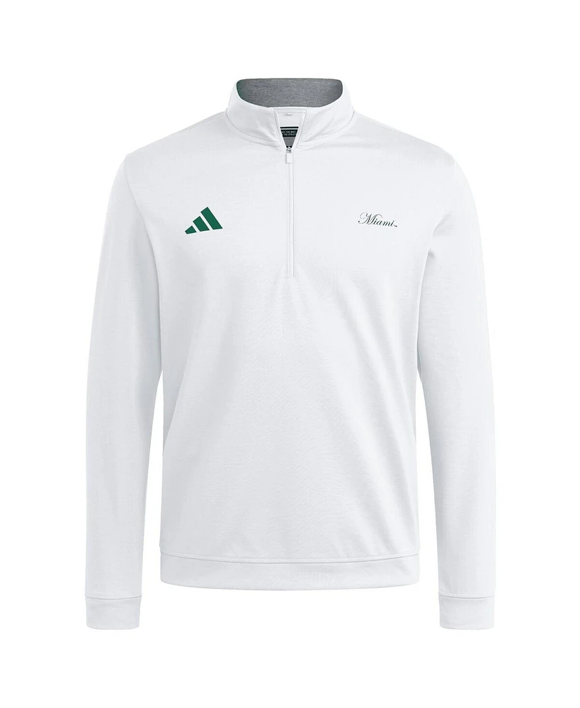 Adidas Men's White Miami Hurricanes Elevated Quarter-Zip Jacket
