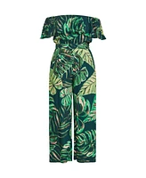 City Chic Plus Size Peta Palm Jumpsuit