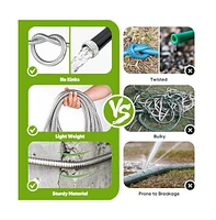 Garden Hose Stainless Steel Heavy Duty Water Hose No-Kink Rust Proof for Yard Outdoor 75ft
