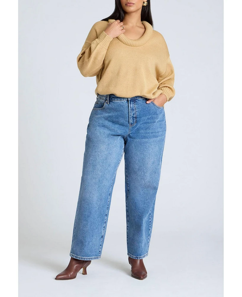 Eloquii Women's Round Neckline Slouchy Sweater