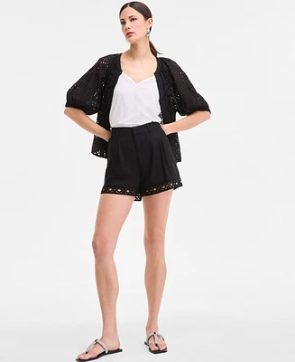 I.n.c. International Concepts Women's Crochet-Trim Shorts, Exclusively at Macy's