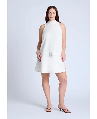 Eloquii Women's Mock Neck Belted Mini Dress