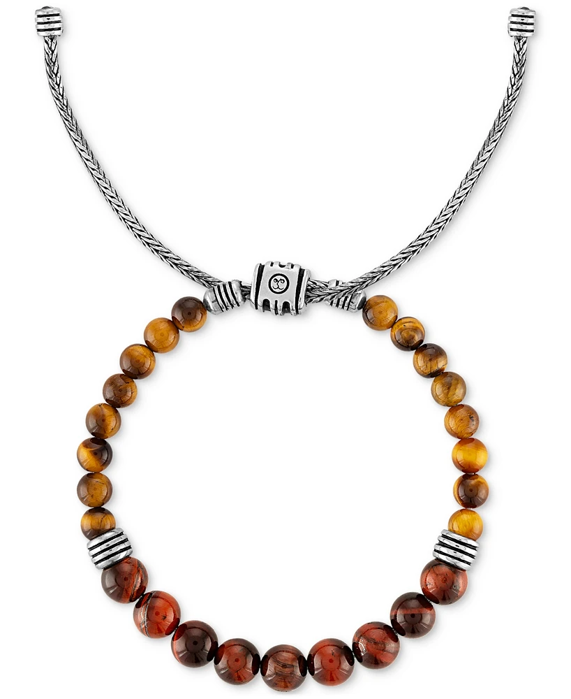 Esquire Men's Jewelry Tiger Eye Bead Bolo Bracelet in Sterling Silver, Exclusively at Macy's
