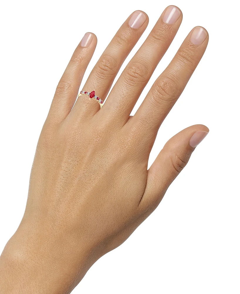 Ruby (3/4 ct. t.w.) & Diamond (1/8 ct. t.w.) Ring in 10k Yellow Gold