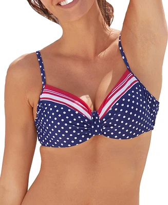 Lascana Women's Striped Polka Dot Underwire Bikini Swimsuit Top Bra Sizing