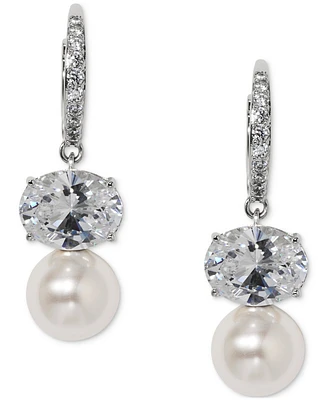 Eliot Danori Cubic Zirconia & Imitation Pearl Drop Earrings, Exclusively at Macy's
