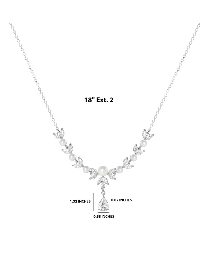 Jessica Simpson Pearl & Crystal Drop Necklace