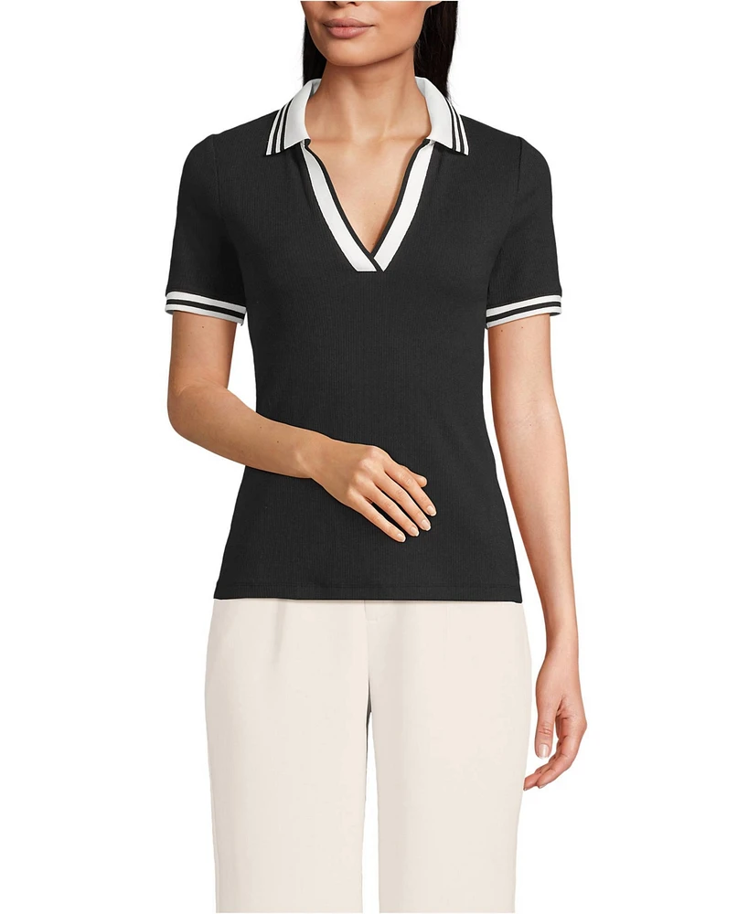 Lands' End Women's Wide Rib Polo Shirt
