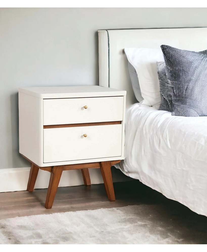 Stylish Two-Drawer Wood Nightstand with Storage for Small Spaces