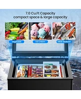 Zafro 3.5 Cubic Feet Chest Freezer with 2 Removable Baskets Free Standing Top Open Door Compact Freezer with Adjustable Temperature for Home/Kitchen/O