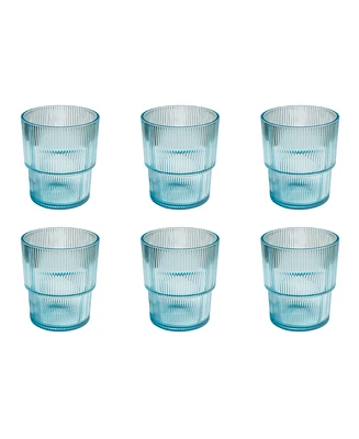 Abode Homewares Fine Ribbed Double Old Fashioned Glasses, Set of 6