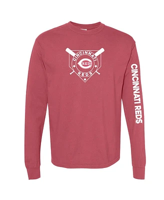 Soft as a Grape Women's Red Cincinnati Reds Pigment Dye Long Sleeve T-Shirt
