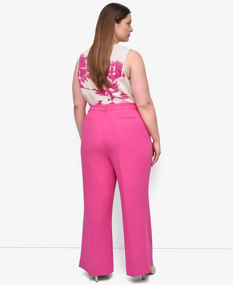 Dkny Plus Aero Crepe High Rise Wide Leg Pants
