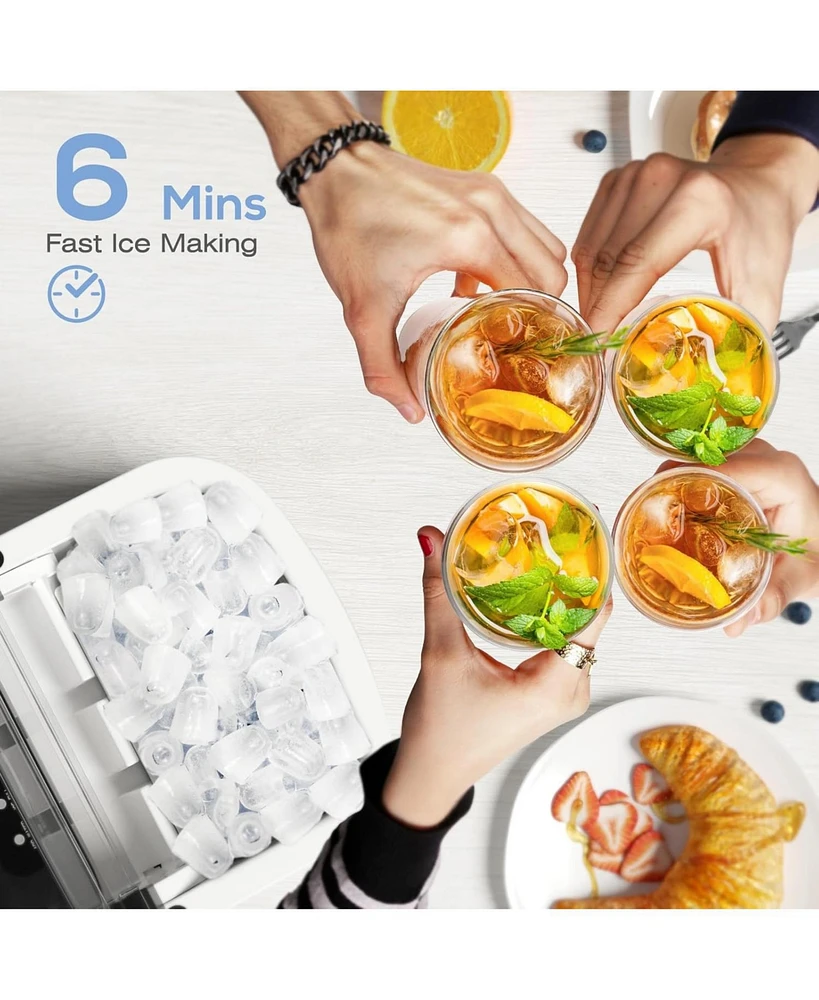 Zafro Ice Makers Countertop with Self-Cleaning, 9 Bullet Ice Ready in 6Mins, 26.5Lbs/24Hrs, Portable Ice Maket with Handle/Ice Scoop/Basket for Home/K