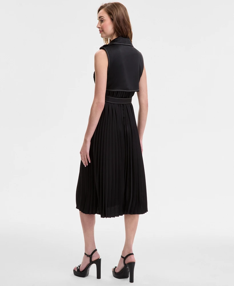 Karl Lagerfeld Paris Women's Satin-Back Crepe Midi Dress