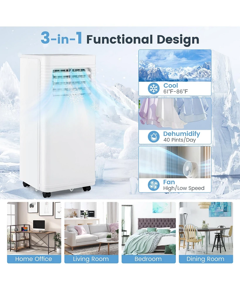 Gymax 8000 Btu Portable Air Conditioner 3-in-1 Ac Unit w/ Dehumidifier & Fan Sleep Mode & 24H Timer