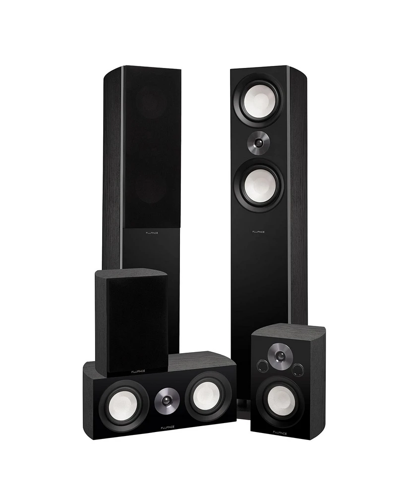 Fluance Reference Surround Sound Home Theater 5.0 Channel Speaker System including 3-Way Floorstanding Towers, Center Channel, and Rear