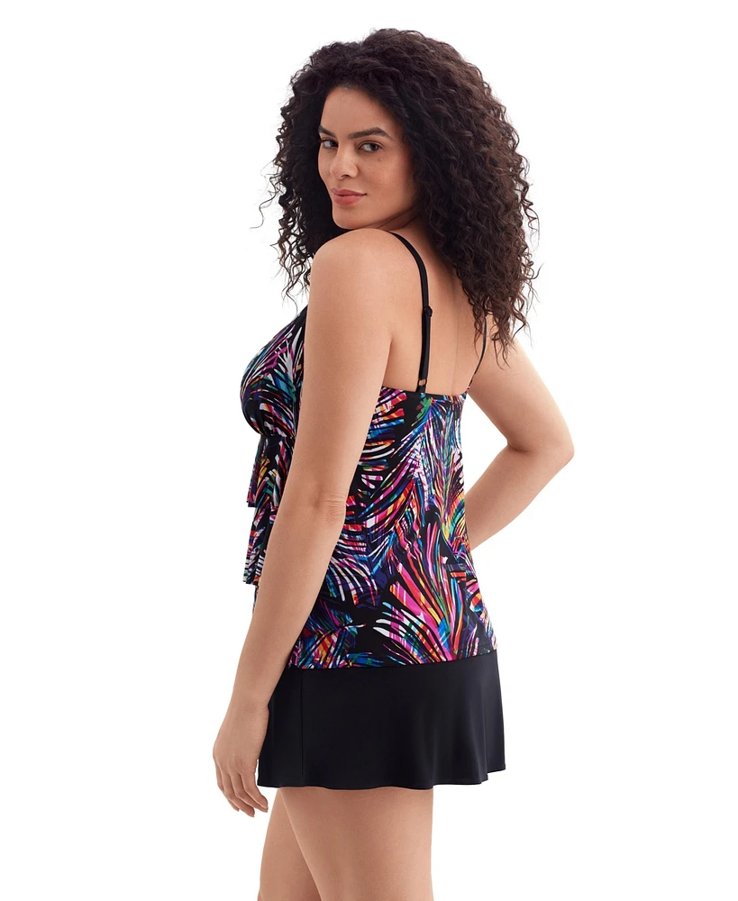 Longitude by Mimi Flamingo Fine China Faux Ruffle Skirtini Swimsuit