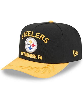 New Era Men's Black/Yellow Pittsburgh Steelers 2025 Nfl Draft A-Frame 9FIFTY Snapback Hat