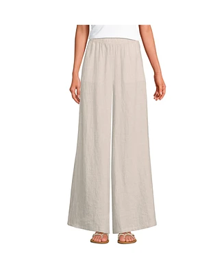 Lands' End Women's Linen High Rise Palazzo Pants - Set Bottom