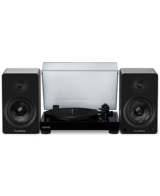Fluance RT81 Elite High Fidelity Vinyl Turntable (Piano Black), Ai61 Powered 6.5" Stereo Bookshelf Speakers (Black Ash), Diamond Stylus, Belt Dri