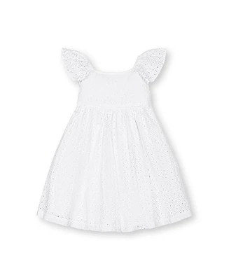 Hope & Henry Big Girls Flutter Sleeve Eyelet Dress