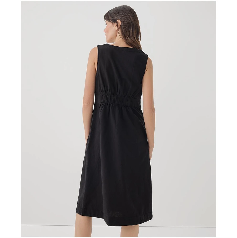 Pact Women's Cotton Canopy Linen Blend Button-Front Dress