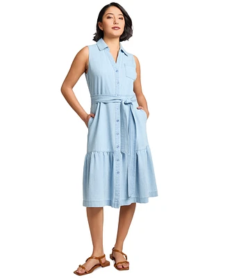 Jones New York Petite Cotton Belted A-Line Shirtdress