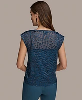 Donna Karan New York Women's Cap-Sleeve Silk-Blend Burnout Blouse