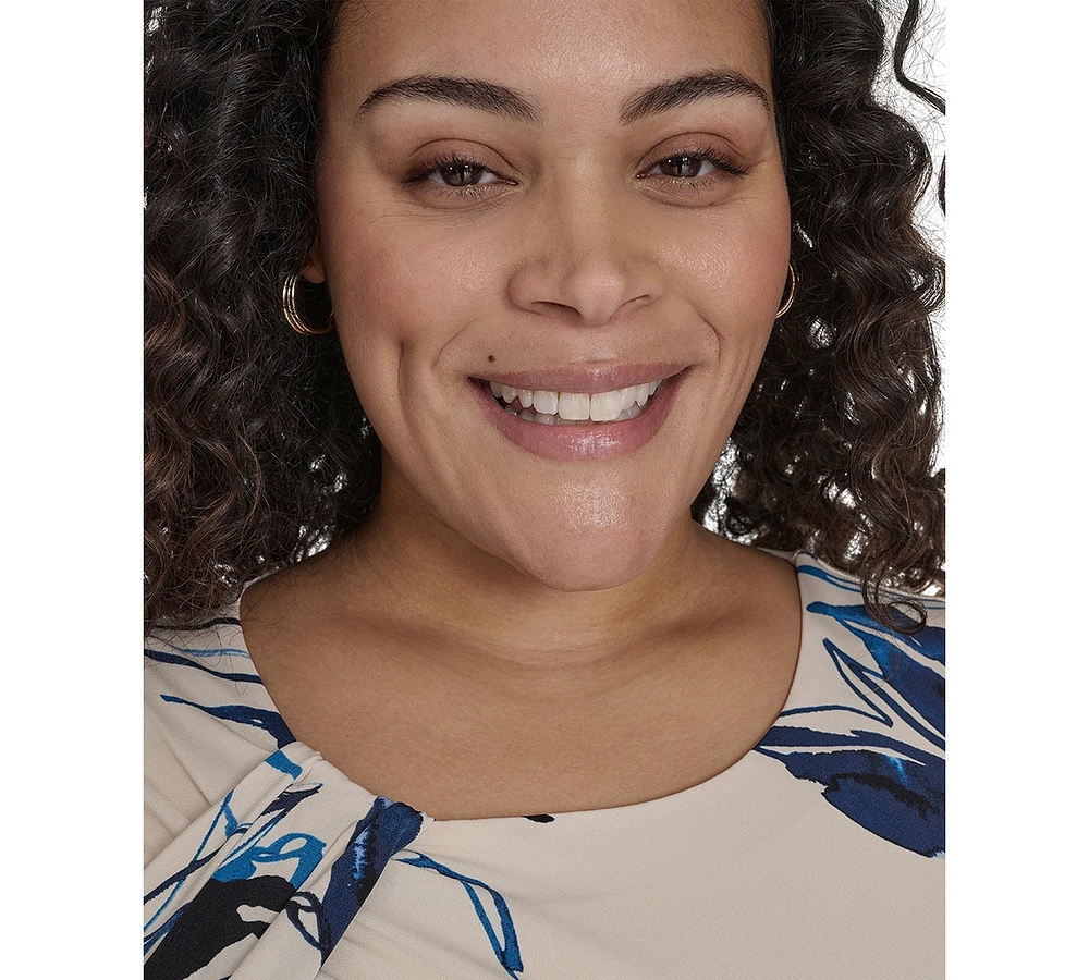 Calvin Klein Plus Asymmetric-Accent Midi Dress