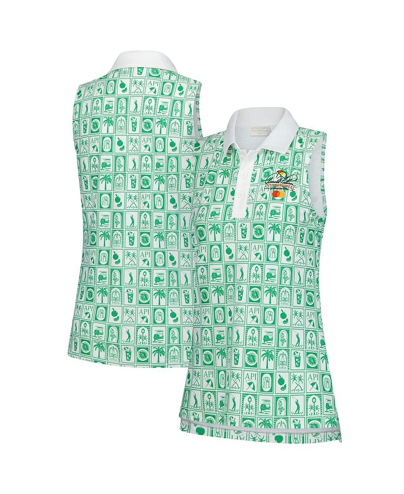 Smith & Quinn Women's Green Arnold Palmer Invitational Geo Print Sleeveless Polo Shirt