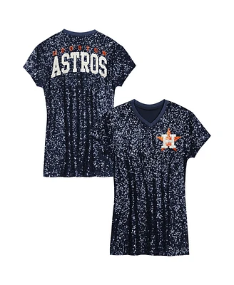 Outerstuff Girls Youth Navy Houston Astros Sequin V-Neck Dress