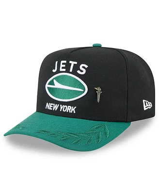 New Era Men's Black/Green York Jets 2025 Nfl Draft On Stage A-Frame 59FIFTY Fitted Hat