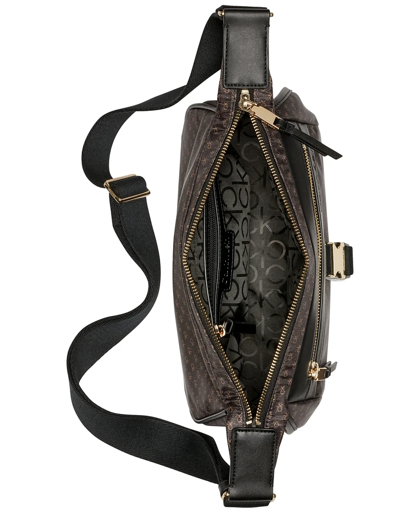 Calvin Klein Elora Nylon Mini Signature Top Zipper Crossbody