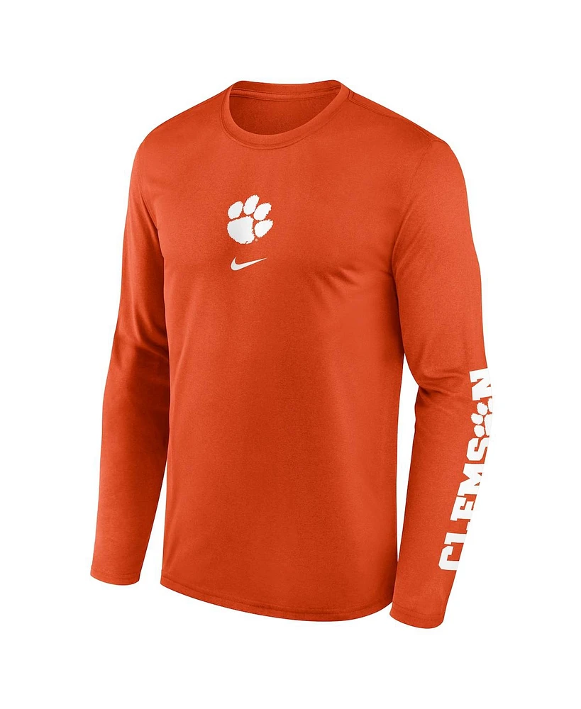 Nike Men's Orange Clemson Tigers Primetime Center Lockup Two-Hit Legend Long Sleeve T-Shirt