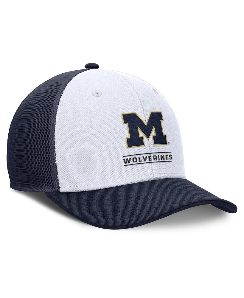 Jordan Men's White/Navy Michigan Wolverines Rise Adjustable Trucker Hat