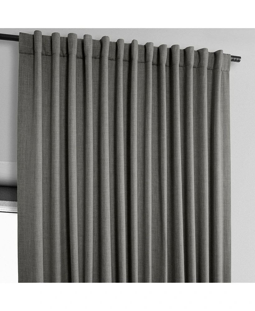 Half Price Drapes Blazer Grey Extra Wide Textured Faux Linen Room Darkening Curtain