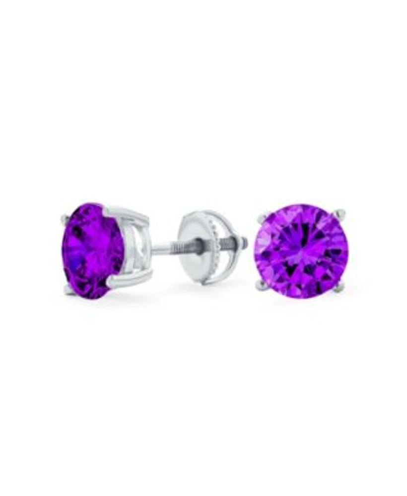 Bling Jewelry Round Solitaire Cz Stud Earrings Screw back Rose Gold Plated .925 Sterling Silver