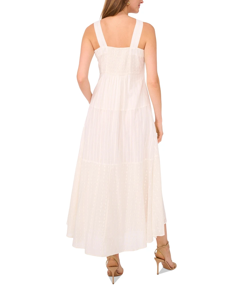 Women's Printed Square-Neck Smocked-Back Sleeveless Maxi Dress