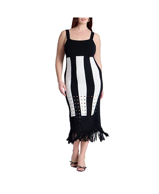 Eloquii Women's Sweater Stripe Dress