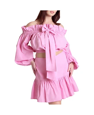 Eloquii Women's Bubble Sleeve Crop Top